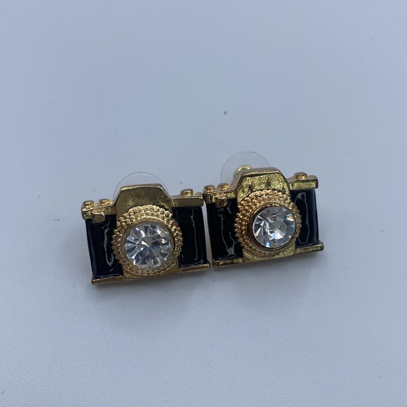 Camera Photo Charm Rhinestone Earring - Picture 2 of 4